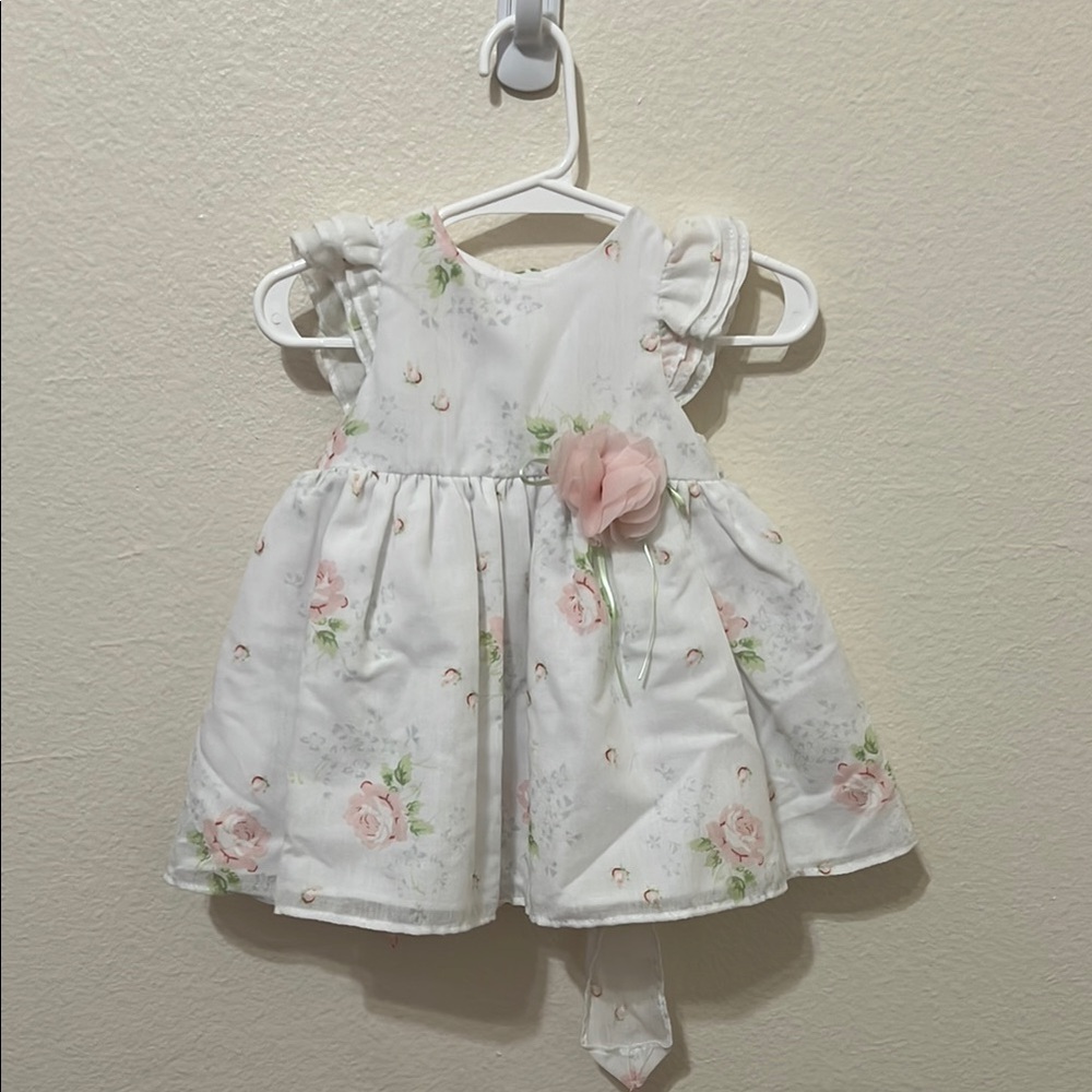 Laura Ashley Floral Baby Dress with Pink Accents